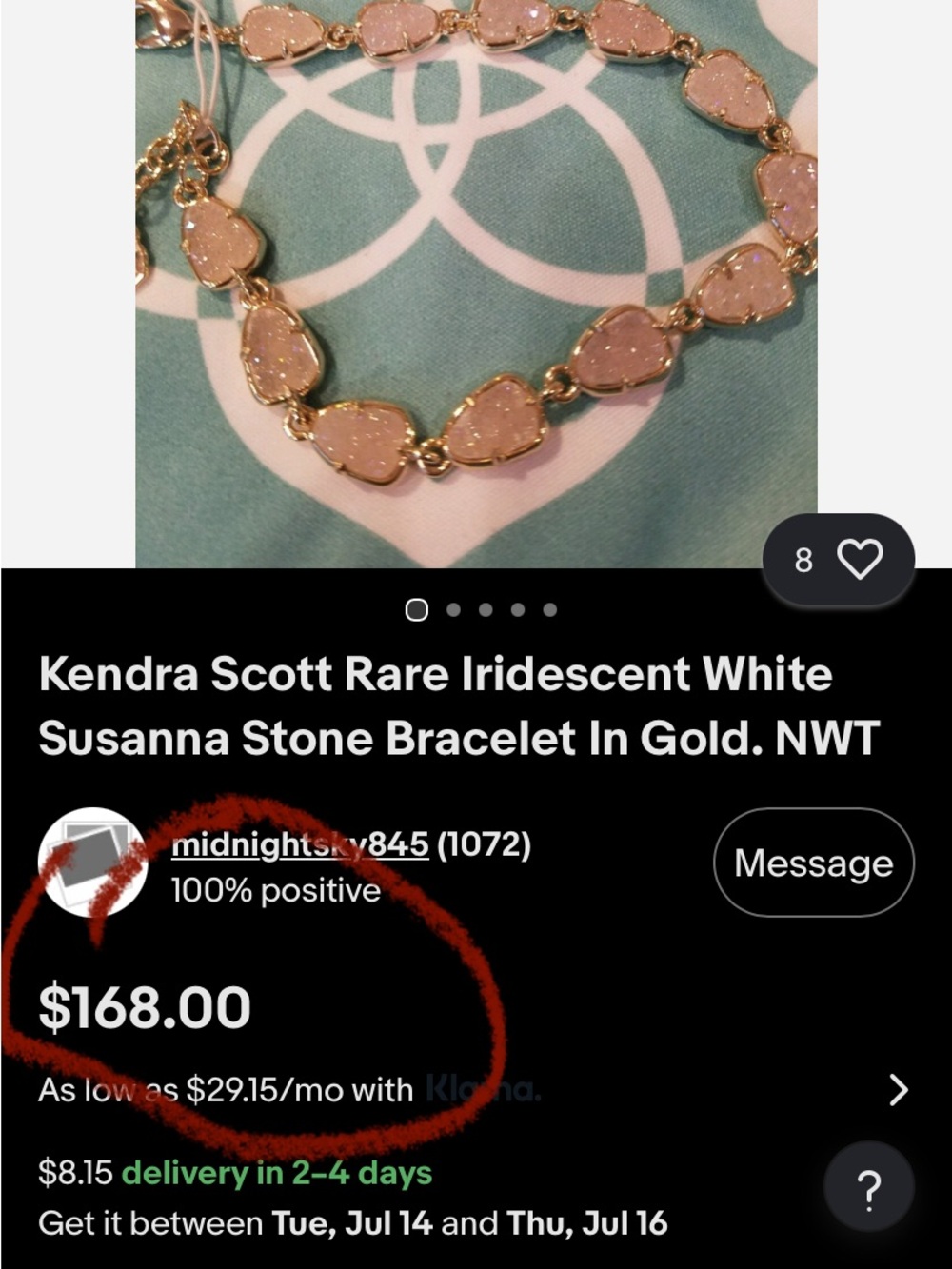 RARE! Kendra Scott Iridescent Susanna Stone Bracelet in gold - Picture 4 of 6